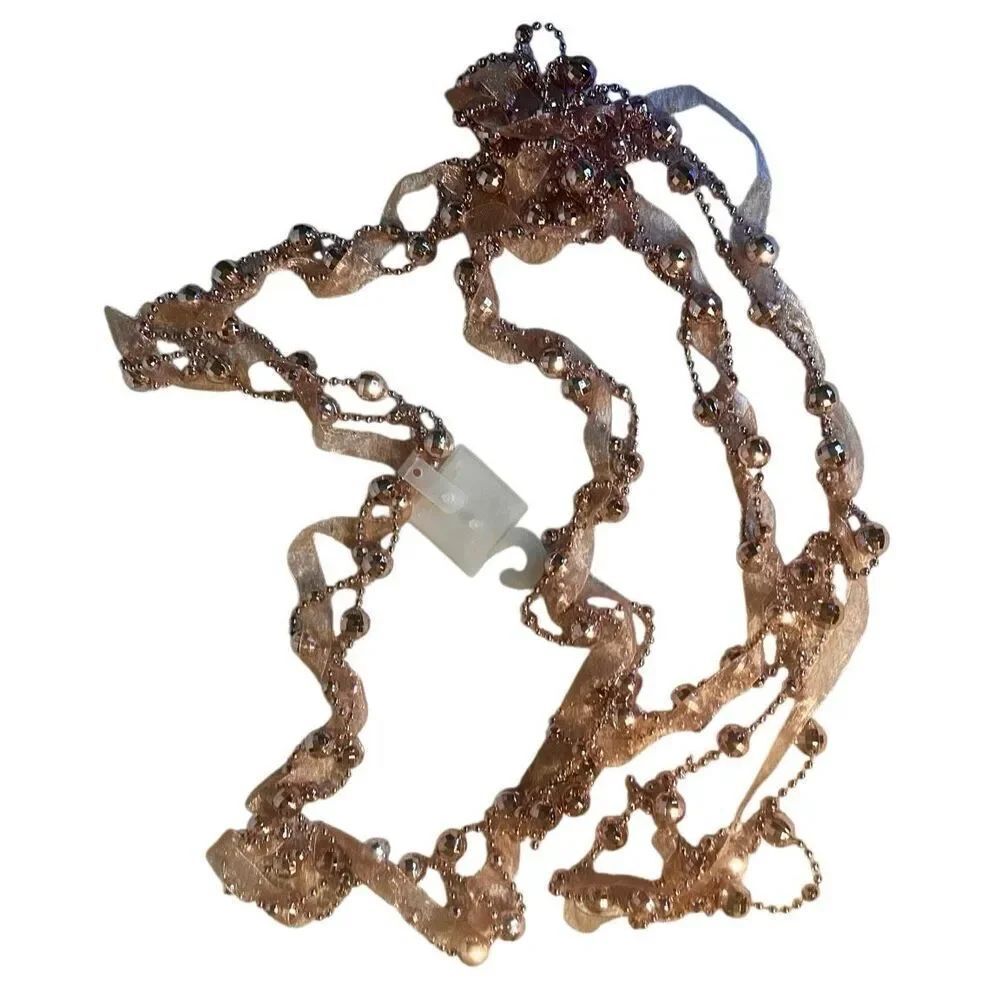 Rose Gold Beads & Ribbon Garland 108” New With Tags